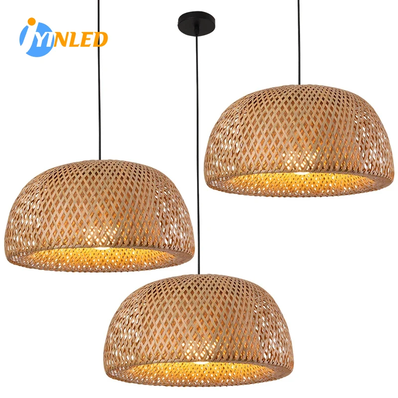 Wicker Pendant Shade - Natural Rattan Wicker E27 Chandeliers Bamboo