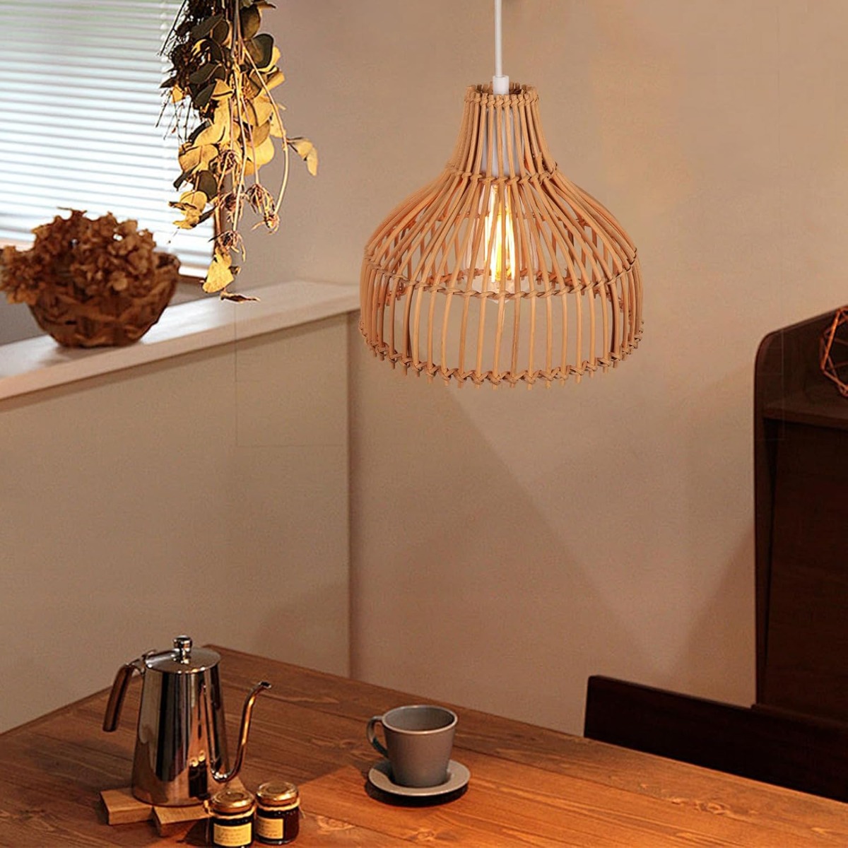 Rattan Woven Pendant Lamp Boho - Wicker Pendant Shade review and price