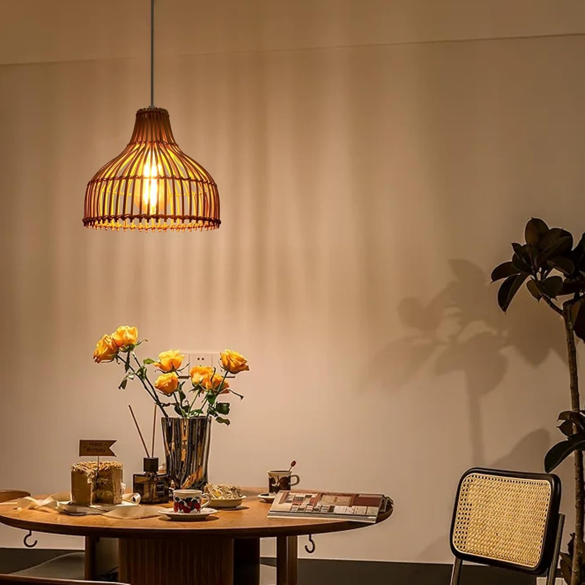 Rattan Woven Pendant Lamp Boho - Wicker Pendant Shade review and price