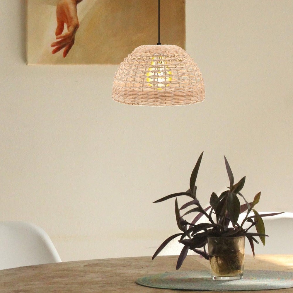 Rattan Pendant Lamp Woven Cage - Wicker Pendant Shade review and price
